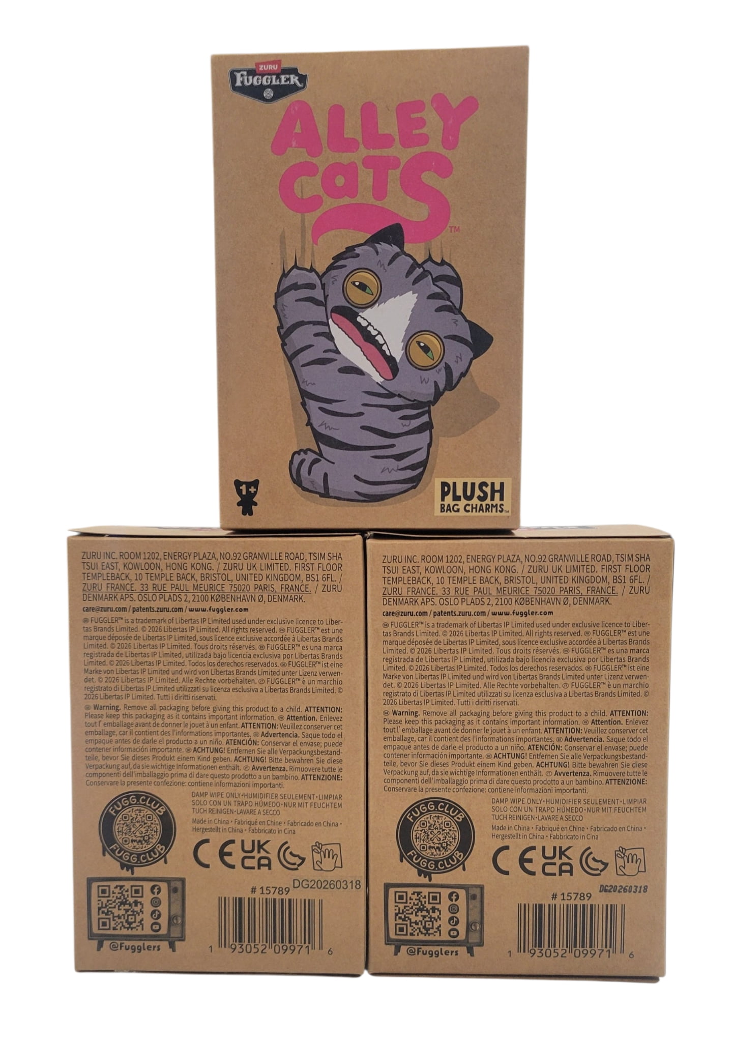 Fuggler Alley Cats Bag Charm Mystery Box 3 Pack Plush Toys