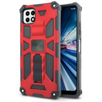 for Boost Celero 5G (Boost Mobile) Samsung Galaxy A22 5G Phone Case Magnet Mount Ready Slip Guard Grids Pattern Kickstand Hybrid Slim Shock Bumper Cover with Tempered Glass