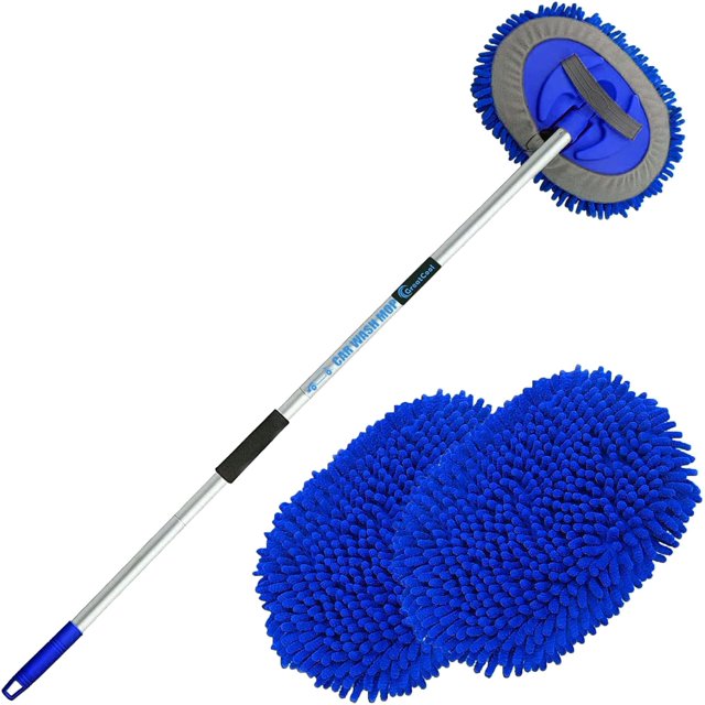 Kit de cepillos para lavado de autos GreatCool 62 con mango largo, color azul