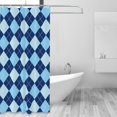 thumbnail image 2 of Shower Curtain, Blue Squares white Waterproof Fabric Plastic Shower Curtain, Drying Fast Bathroom Curtain with 9 Buttonholes, Ruffle Shower Curtain 60x72in, 2 of 8