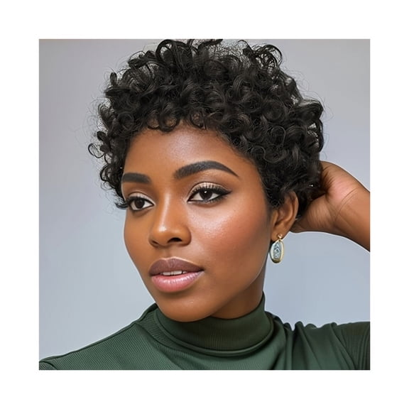 Curly Wigs Human Hair Short Curly Human Hair Wig Pixie Cut Wigs for Black Women