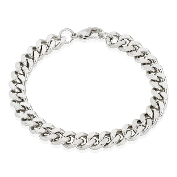 Invicta Jewelry Men's Curb Chain Stainless Steel Bracelet (8.5mm) - 8.5"