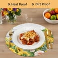 thumbnail image 4 of Summer Sunflowers Round 15 Inch Placemats Set of 8, Botanical Floral Butterfly Wooden Grain HeatResistant Non Slip Place Mats for Dining Table, Wipeable Braided Kitchen Table Mats for Housewarming, 4 of 9