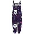 thumbnail image 4 of WERYOUNG Girls Boys Onesie Fashion Sleeveless Round Neck Cartoon Skeleton Printed Spaghetti Strap Halloween Jumpsuit Classic Outdoor One-Pieces,Dark Purple,9-10 Years, 4 of 5