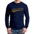 thumbnail image 2 of Milwaukee Baseball Script - Hometown Pride, Pitcher Long Sleeve T Shirt - Medium - Navy, 2 of 6