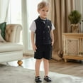 thumbnail image 4 of ETHAN Boys Suit Formal Toddler Suits for Boy 4 Pieces Summer Slim Fit Suit Kids Tuxedo Wedding Vest Shorts Set Sage Green Size 4, 4 of 7