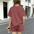 thumbnail image 5 of Fesfesfes Girls Two Piece Outfit Short Sleeve T Shirt and Shorts Set Casual Summer Play Clothes for Big Kids Toddler Youth Matching Top and Bottom Comfy Everyday Wear(Wine,4-5 Years), 5 of 6