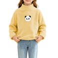 thumbnail image 4 of Spazoro Girls Fleece Mock Neck Long Sleeve T-Shirts, Stretchy Loose Fit Long Sleeve Warm Panda Print Casual Pullover Tops Tee for Fall Layering Yellow Size 0-1T, 4 of 6