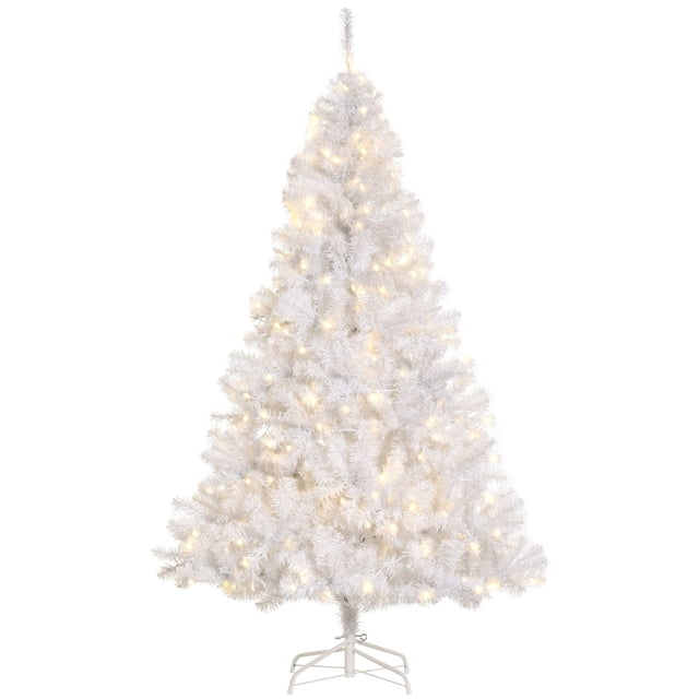 6ft White Prelit Artificial Christmas Tree with 250 Warm White LED Lights - Holiday Home Decor for Living Room & Entryway - Easy Assembly & Storage