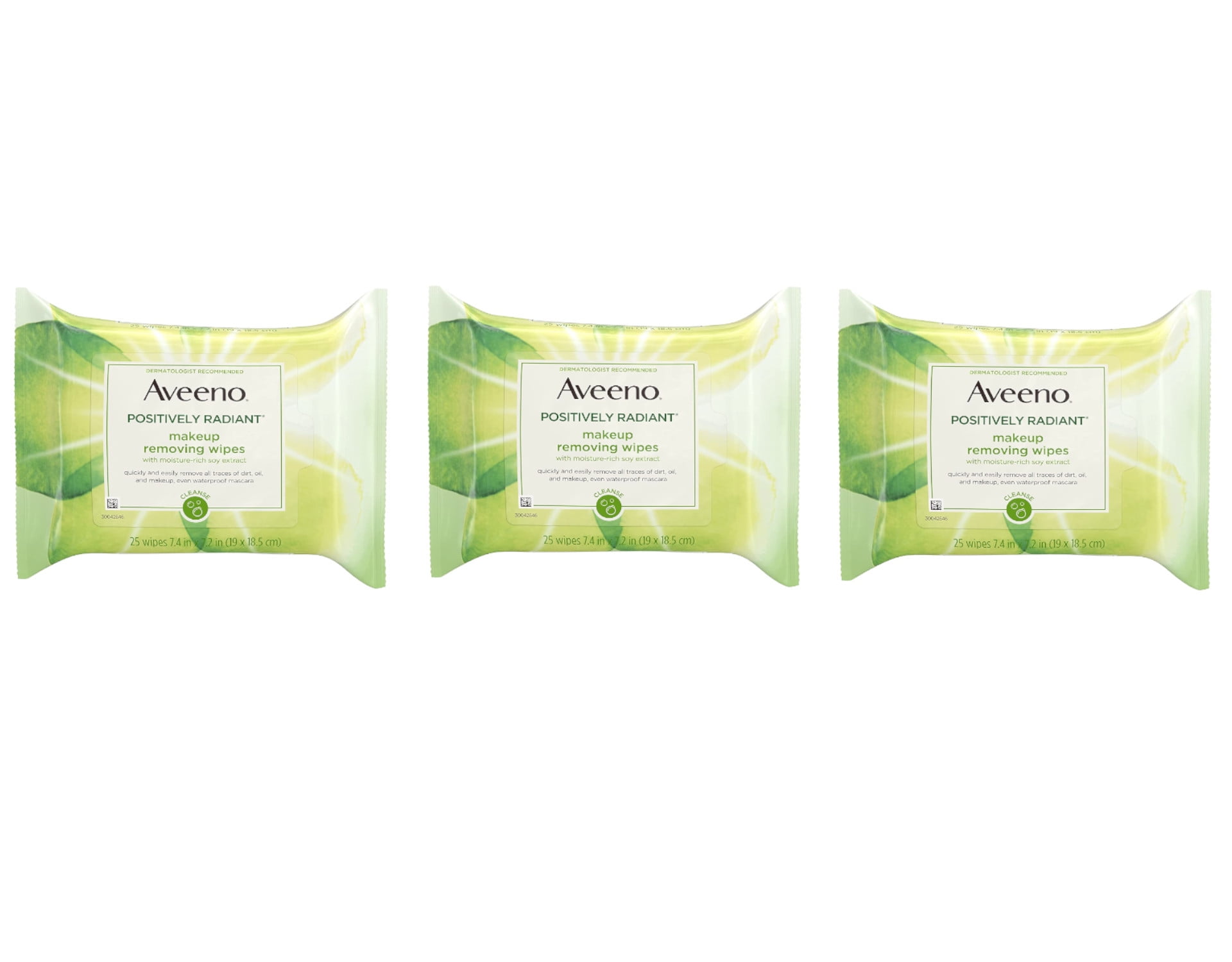 Aveeno Positively Radiant Makeup Removing Wipes - 25 Ea, 3 Pack