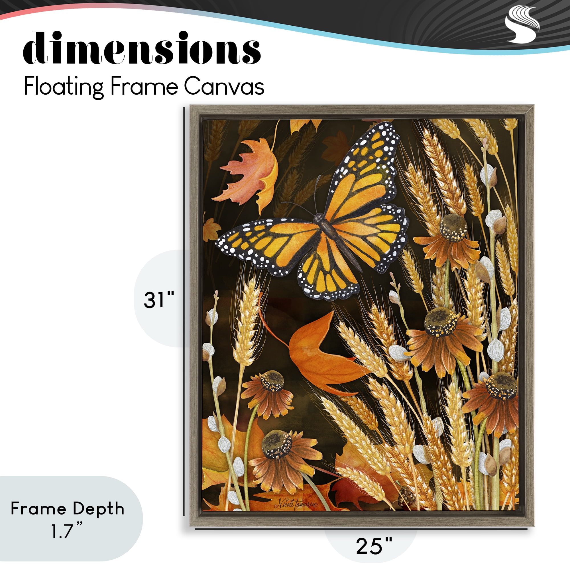 Stupell Industries Fall Motif Midnight Garden Brown Framed Floater Canvas Wall Art, design by Nicole Tamarin