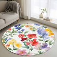 thumbnail image 2 of Spring Flower Round Area Rug 4 FT, Non Slip Indoor Outdoor Rug, Abstract Gradient Blue Purple Red Green Washable Soft Circular Carpet Non-Shedding Floor Mat for Coffee Table Nursery Foyer Balcony, 2 of 9
