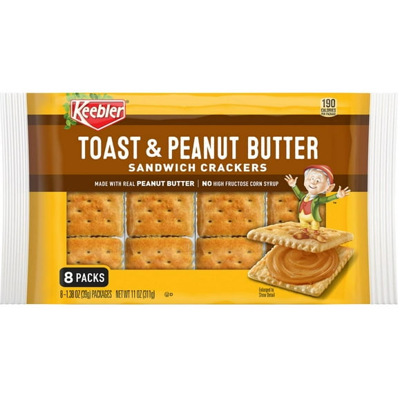 Keebler Toast and Peanut Butter Sandwich Crackers, 11 oz, 8 ct