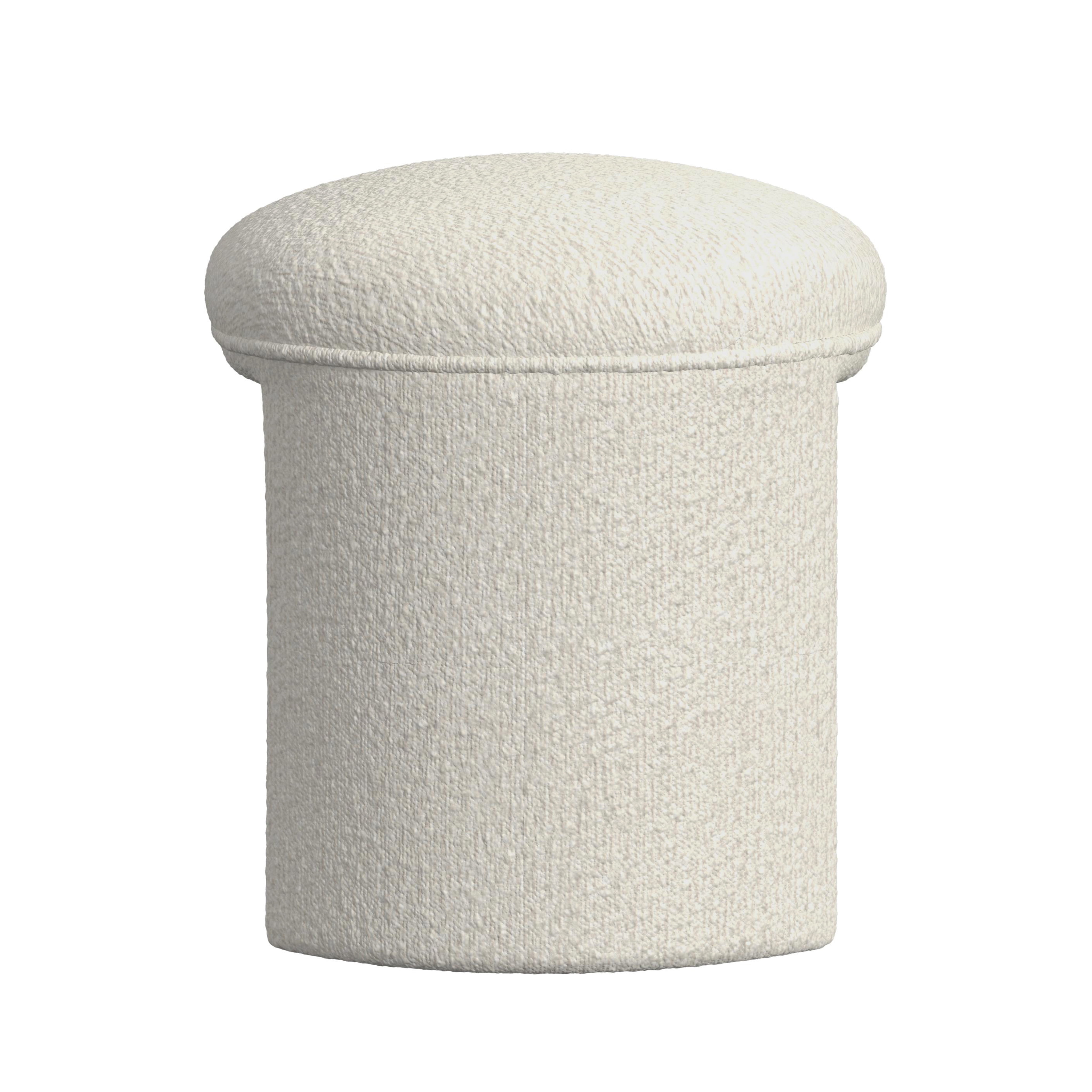 HomePop Quinn Upholstered Ottoman, Cream Boucle