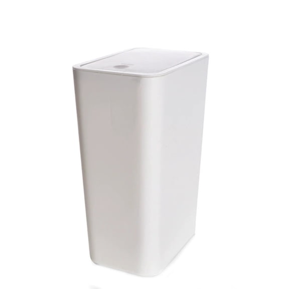 1 Pc 10L Bathroom Trash Can with Lid, 2.6 Gallon Small Garbage Can with Press Top Lid, Plastic Wastebasket with Pop-up Lids for Toilet, Office, Bedroom, Living Room, 7.68x5.12x12.99 Inch, Light Ashy