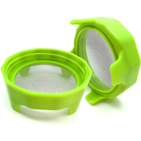 Yirtree Sprouting Lids, Plastic Sprout Lid with Stainless Steel Screen for Wide Mouth Mason Jars, Germination Kit Sprouter Sprout Maker with Stand Water Tray Grow Bean Sprouts, Broccoli Seeds