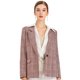thumbnail image 1 of Blazers para mujer Chaqueta tipo blazer a cuadros con solapa con muesca Boyfriend borgoña M, 1 of 6