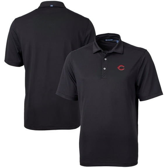 Men's Cutter & Buck  Black Cincinnati Reds Virtue Eco Pique Recycled Polo