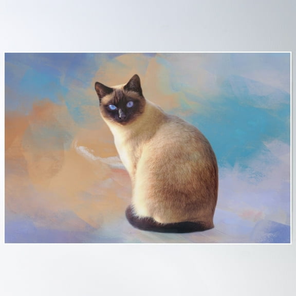 Seal Point Siamese Cat Poster Wall Art, Modern Wall Decor For Living Room Bedroom, 8x12 UNFRAMED
