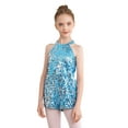 thumbnail image 3 of vastwit Flower Girls Sequins Romper Halter Sleeveless Cutout Back Short Jumpsuit with Side Pockets Light Blue 8, 3 of 7