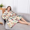 thumbnail image 5 of Oversized Wearable Blanket Hoodie,Beige Butterfly Flower Pattern Sherpa Blanket Hoodie with Super Pockets,Super Warm Fuzzy Pullover for Women & Men, 5 of 6