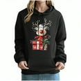 thumbnail image 3 of Feancey Merry Christmas Cute Hoodies for Women Funny Reindeer Print Pullover Tops Drawstring Long Sleeve Fleece Hooded Sweatshirts with Pocket Black S, 3 of 7