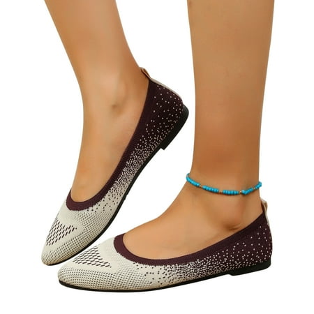 

Weekly Deals! Tejiojio Clearance All Seasons Flat Bottom Shallow Mouth Women s Pointed Mesh Casual Single Figure Flying Weaving Shoe