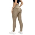 thumbnail image 6 of BVnarty Women's High Waist Tummy Control Cargo Leggings with Buttoned Pockets, Skinny Fit Athletic Trousers for Gym Workout Khaki M, 6 of 9