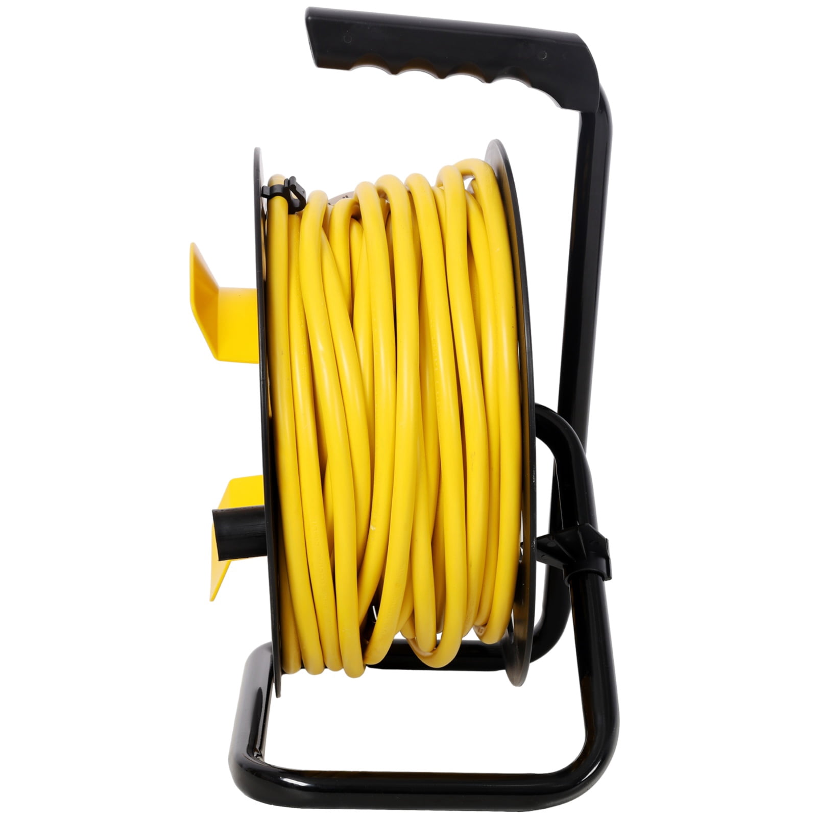 100FT Heavy Duty Retractable Extension Cord Reel, 12AWG 12A with 4 Outlets & Dust Covers, Portable Handle and Circuit Breaker