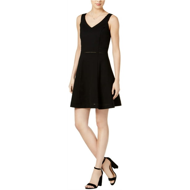 Vestido ajustado y acampanado bar III con ribete de ganchillo para mujer negro XX-Large