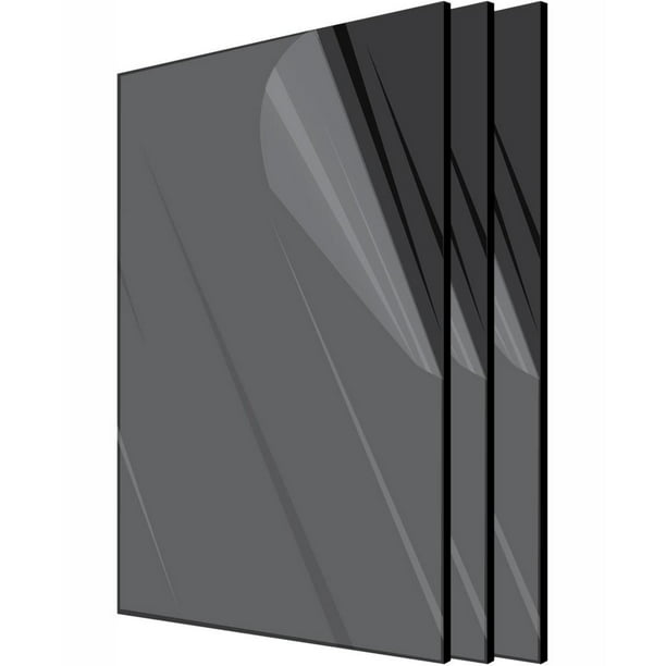 AdirOffice 12" x 24" Black Plexiglass Acrylic Sheet (3Pack)