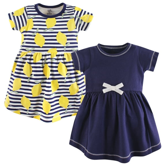 Luvable Friends Touched by Nature Short-Sleeve Dresses 2pk, Lemon Drop, 0-3M