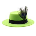 thumbnail image 4 of XIAOCHA Mens Feather‑Accent Fedora Hat Short‑Brim Western Hat Party Headwear,Green, 4 of 4