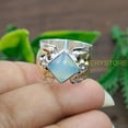 thumbnail image 5 of Natural Blue Chalcedony 925 Sterling Silver And Brass Statement Design Ring Gift Jewelry For Men And Women, 5 of 5