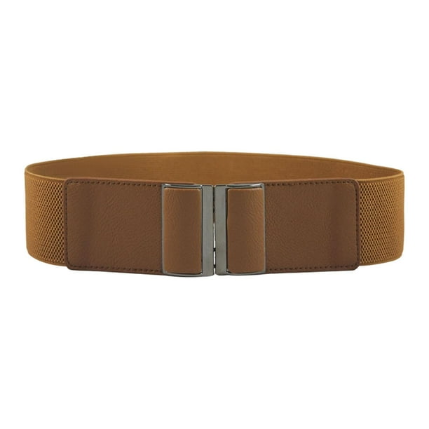 Cinturón elástico ancho para mujer, cinturón grueso para vaqueros, bodas, citas, camisas y pantalones. Camello 65 cm