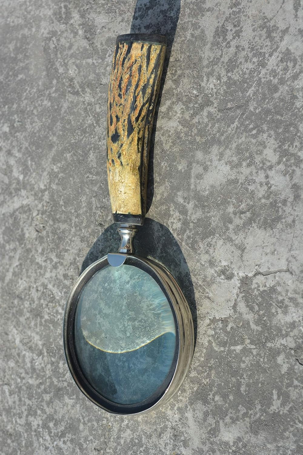 Nautical India Brass Horn Magnifying Glass for Reading, Handcrafted Bone Handle Magnifier