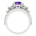 thumbnail image 4 of Clara Pucci 18K White Gold Round Cut 1.5Ct Natural Amethyst Engagement Ring + Matching Band - Luxury Box Included, 4 of 7