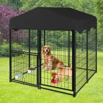 Large Dog Kennel Dog House 4ft x 4.2ft x 4.45ft Heavy Duty Metal Dog Crate Cage with Roof