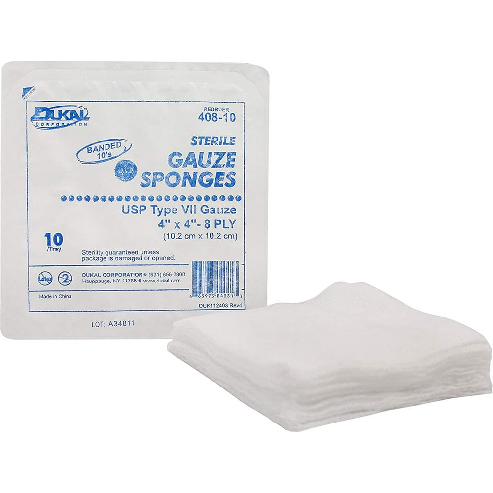 Dukal Type VII Gauze Sponges 4" x 4". Case of 1280 8ply Gauze