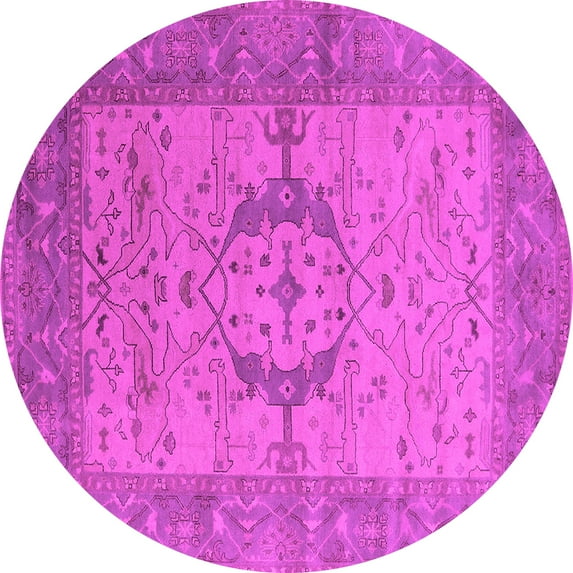 Ahgly Company Indoor Round Oriental Pink Industrial Area Rugs, 7' Round