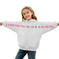 thumbnail image 2 of Girls White Graphic Hoodie - "I Love You This Much" Heartwarming Design, Soft 100% Polyester Long Sleeve Hooded Top for Kids 4-12, Machine Washable Oversized Fit,Size 11 T, 2 of 7