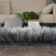 thumbnail image 5 of Ghouse Rectangular Dark Grey Area Rug 2x5 feet, Thick and Fluffy Faux Sheepskin Machine Washable Rectangular Plush Carpet, Faux Sheepskin Rug for Living Room, Bedroom, Kids Room, 5 of 5
