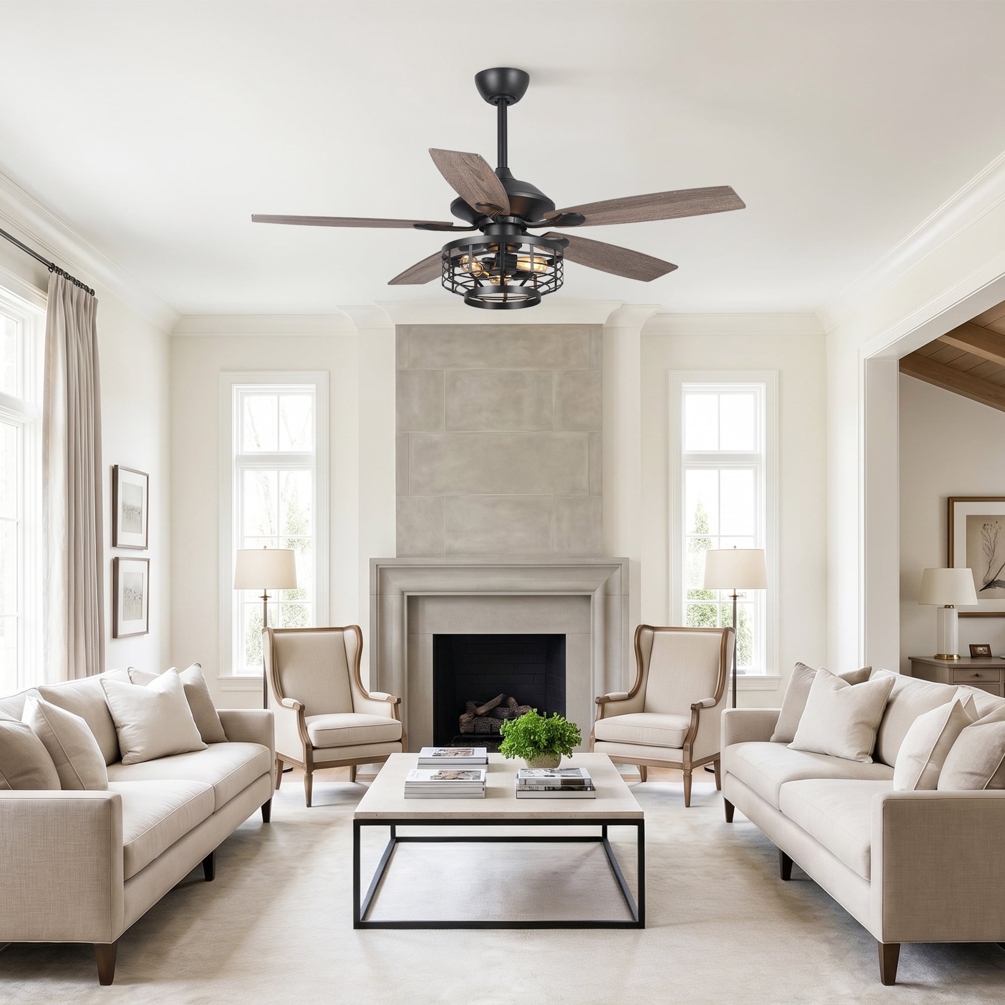 Parrot Uncle 52-Inch Industrial Ceiling Fan with Incandescent Light and Remote