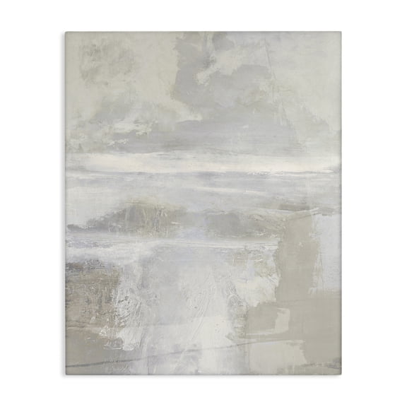 Stupell Industries Muted Beige & Grey Abstract Painting Wrapped Canvas Canvas Art Print Wall Art, 16 x 20