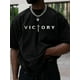 thumbnail image 1 of [VICTORY Print Cotton Tee] VICTORY Print Cotton T-Shirt - 1pc Men's Casual Crew Neck Tee - Slight Stretch, All-Season Knit Fabric, Regular Fit, Plus Size, 1 of 8