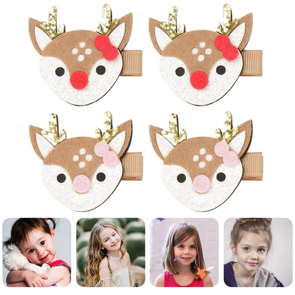 Luxshiny 4pcs reindeer-themed hair ornaments Christmas Celebration Assorted Color for Children