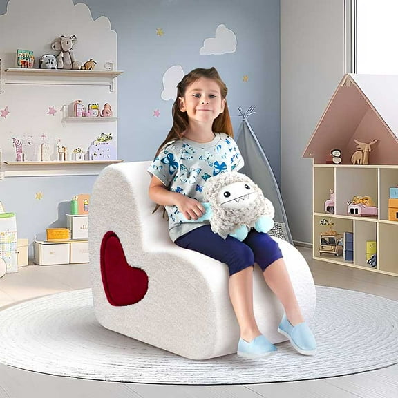 Umi Patio Children's Teddy Sofa Bed, Modern Children's Sofa Chair, 100% Foam Filling, White