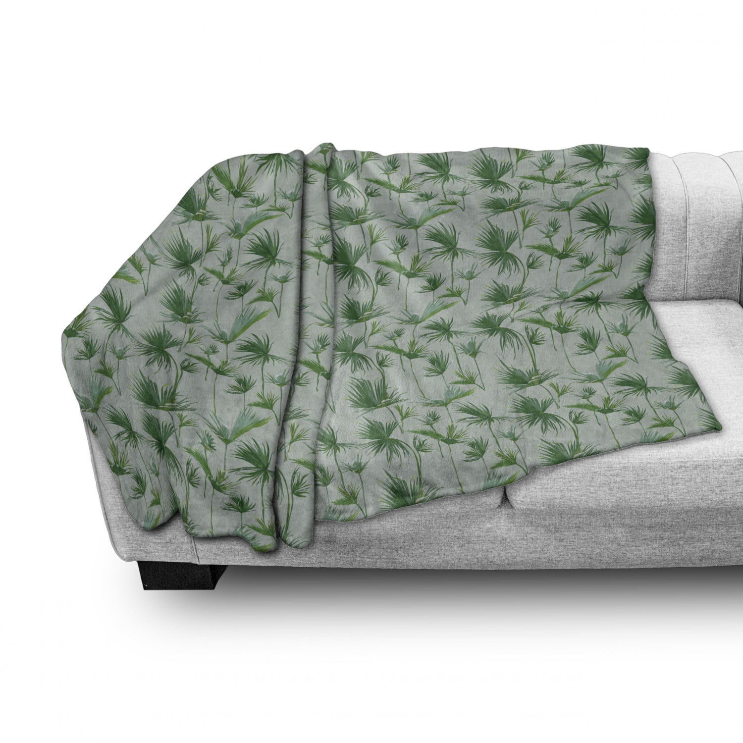 50 x 70 Laurel Green Fern Green Print of Vertically Scattered Palm Leaves Hawaiian Vibes Ambesonne Exotic Soft Flannel Fleece Throw Blanket Cozy Plush for Indoor and Outdoor Use 