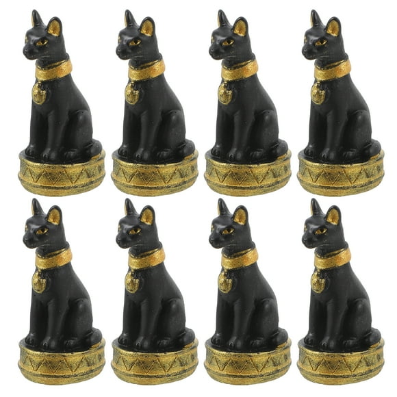 8 estatuas de gatos egipcios en miniatura, pequeñas figuras de resina, adorables gatitos decorativos, figuras de animales pequeños, gatos en miniatura para decoración de jardines