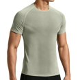 thumbnail image 2 of Men's Compression Shirt Mesh Short Sleeve Workout Gym Top Breathable Cool Dry Athletic Base Layer Undershirt T-Shirt for Sport Running Big and Tall Size M-3XL Army Green, 2 of 9
